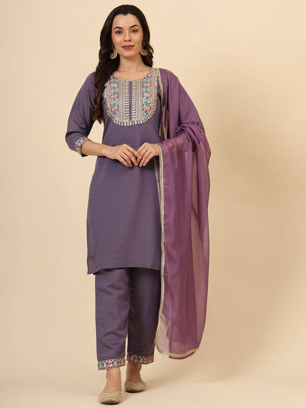 Purple Silk Blend Pant Suit 193367
